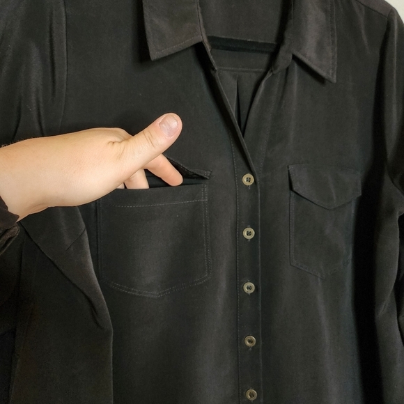 Motherhood maternity black roll tab button front shirt dress.  Size large. - Picture 4 of 16